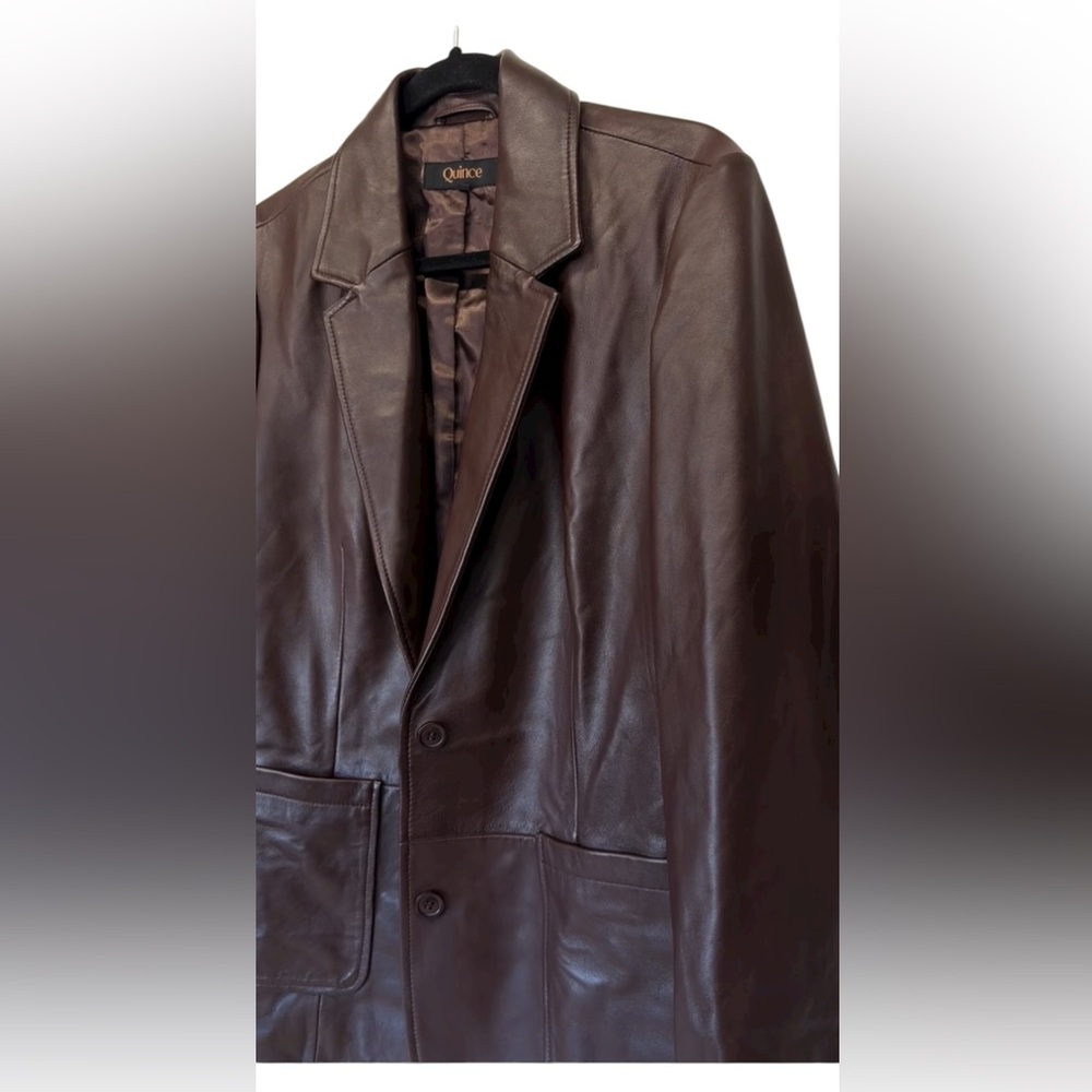 Quince 100% Leather Blazer Brown Women's‎ SIZE L 100% AUTHENTIC